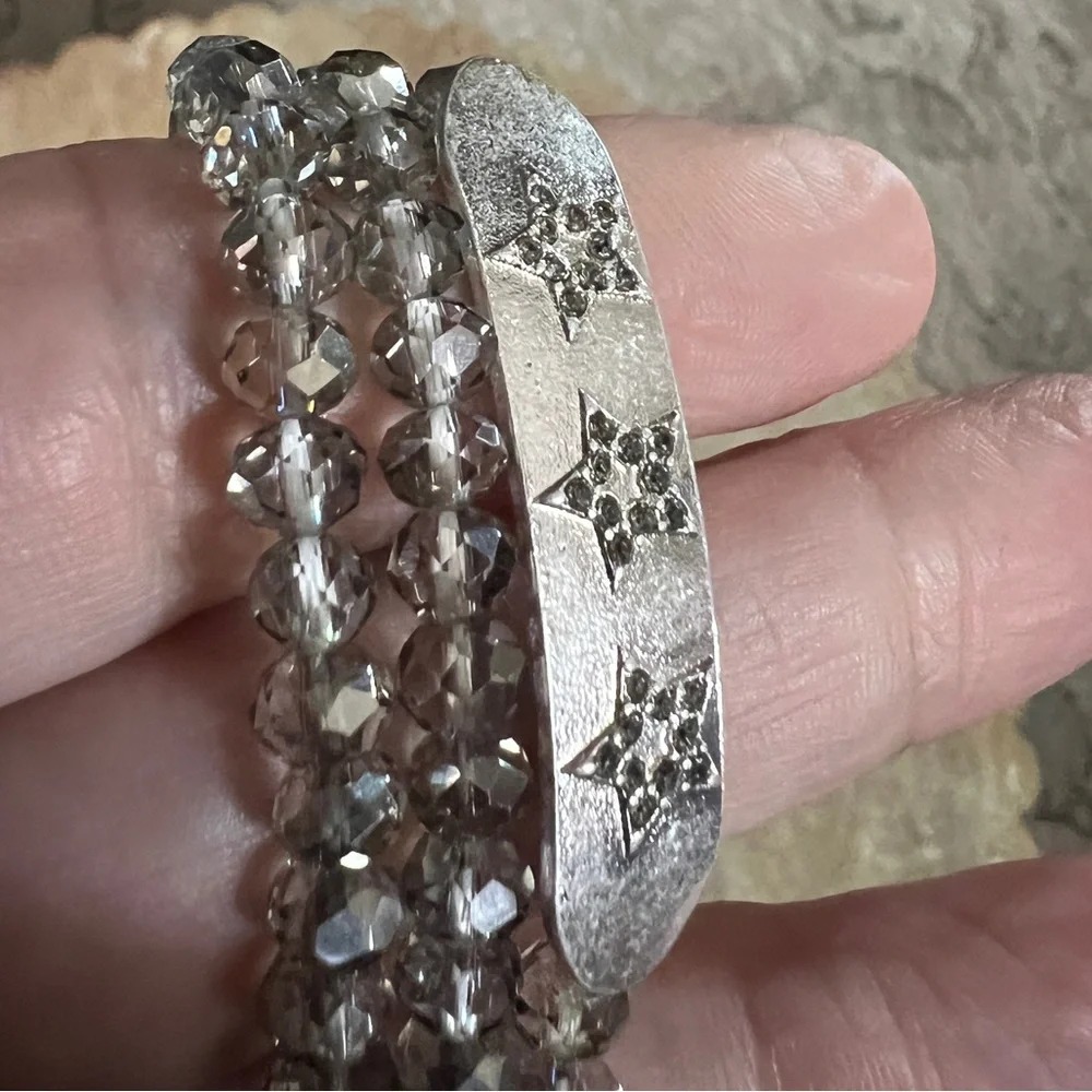 🟠NEW MARLYN SCHIFF Stretchy Beaded Triple Star Bracelet